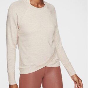 Athleta Heather Cream Long Sleeve Criss Cross Hem Sweatshirt - SZ XS